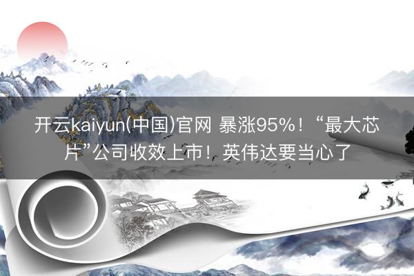 开云kaiyun(中国)官网 暴涨95%！“最大芯片”公司收效上市！英伟达要当心了