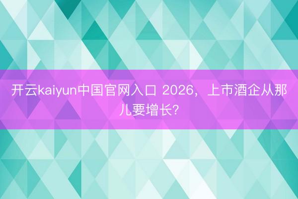 开云kaiyun中国官网入口 2026，上市酒企从那儿要增长？