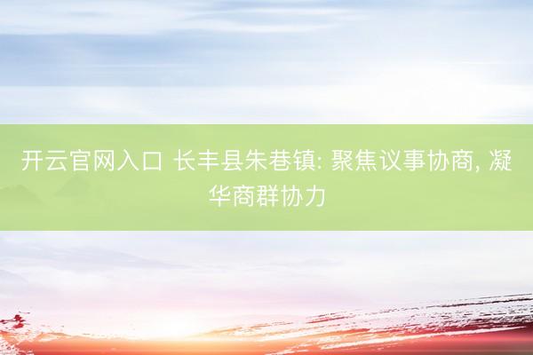 开云官网入口 长丰县朱巷镇: 聚焦议事协商， 凝华商群协力