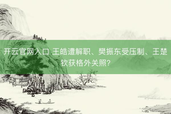 开云官网入口 王皓遭解职、樊振东受压制、王楚钦获格外关照？