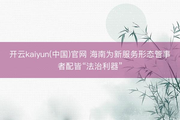 开云kaiyun(中国)官网 海南为新服务形态管事者配皆“法治利器”